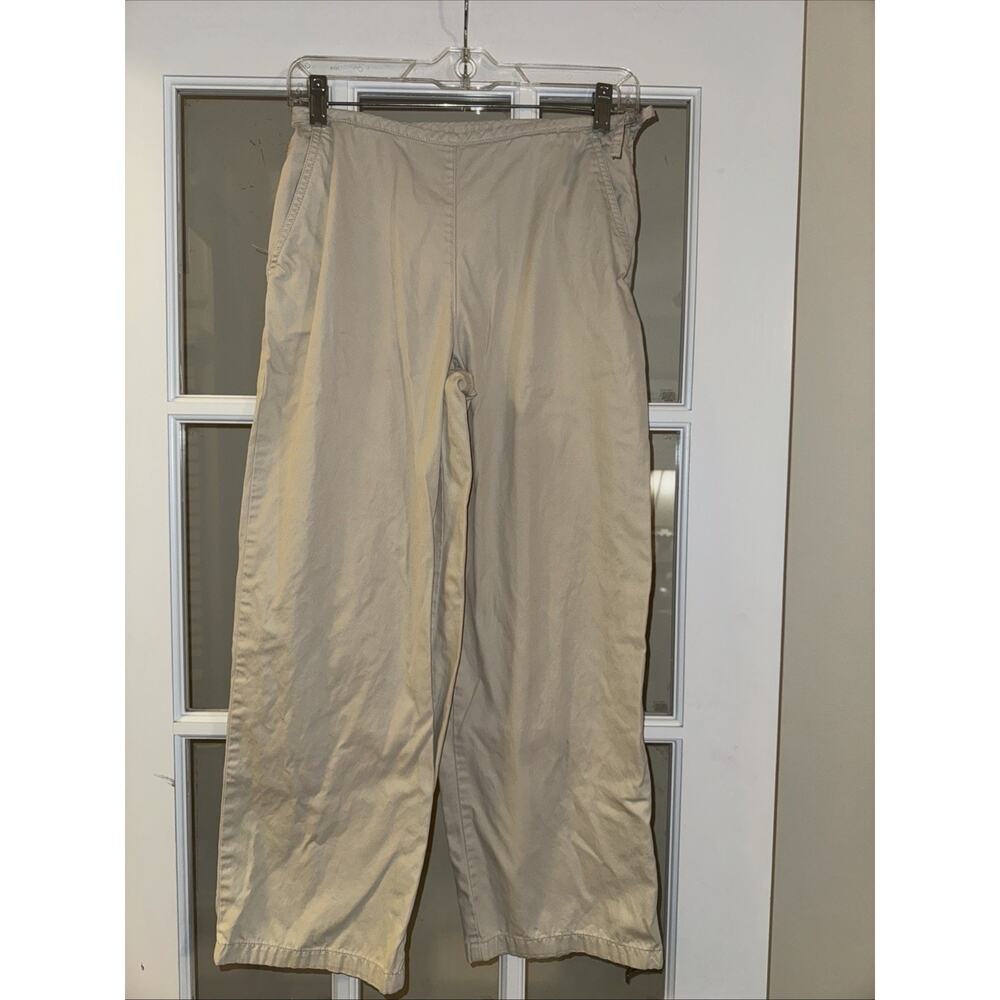 Ann Taylor 4 Khaki Pants Womens Cotton Tie Side Zipper Pockets Ankle